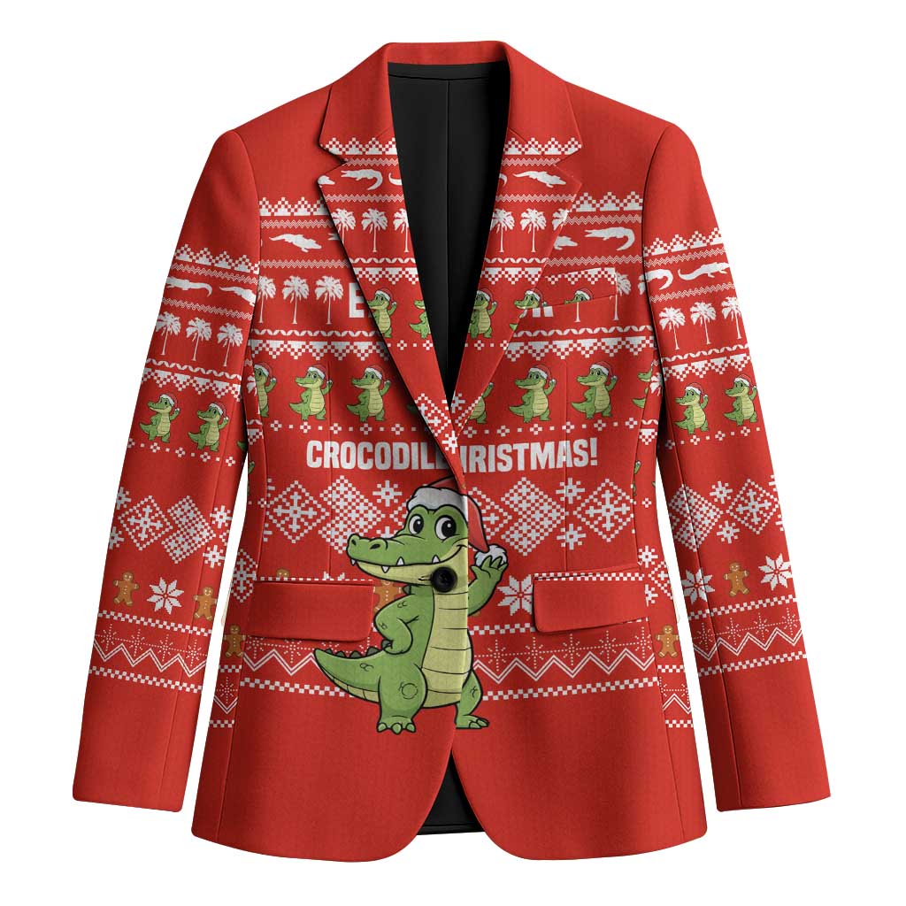East Timor Christmas Blazer with Santa Crocodile Gingerbread Palm Trees and Red Holiday - Wonder Print Shop