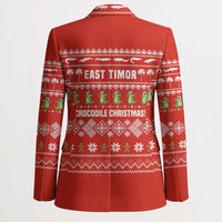 East Timor Christmas Blazer with Santa Crocodile Gingerbread Palm Trees and Red Holiday - Wonder Print Shop