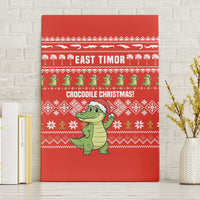 East Timor Christmas Canvas Wall Art with Santa Crocodile Gingerbread Palm Trees and Red Holiday - Wonder Print Shop