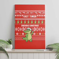 East Timor Christmas Canvas Wall Art with Santa Crocodile Gingerbread Palm Trees and Red Holiday - Wonder Print Shop