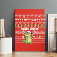 East Timor Christmas Canvas Wall Art with Santa Crocodile Gingerbread Palm Trees and Red Holiday - Wonder Print Shop