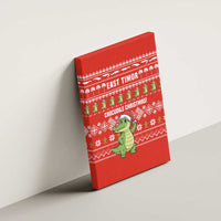 East Timor Christmas Canvas Wall Art with Santa Crocodile Gingerbread Palm Trees and Red Holiday - Wonder Print Shop