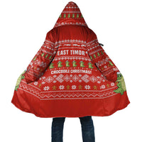 East Timor Christmas Cloak with Santa Crocodile Gingerbread Palm Trees and Red Holiday - Wonder Print Shop
