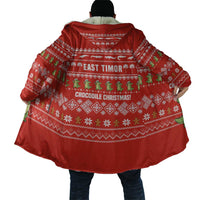East Timor Christmas Cloak with Santa Crocodile Gingerbread Palm Trees and Red Holiday - Wonder Print Shop