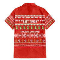 East Timor Christmas Family Matching Mermaid Dress and Hawaiian Shirt with Santa Crocodile Gingerbread Palm Trees and Red Holiday - Wonder Print Shop