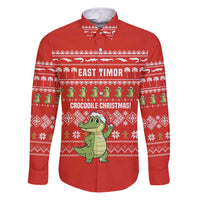 East Timor Christmas Family Matching Puletasi and Hawaiian Shirt with Santa Crocodile Gingerbread Palm Trees and Red Holiday - Wonder Print Shop