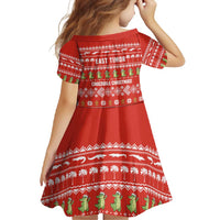 East Timor Christmas Family Matching Short Sleeve Bodycon Dress and Hawaiian Shirt with Santa Crocodile Gingerbread Palm Trees and Red Holiday - Wonder Print Shop