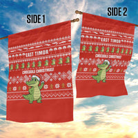 East Timor Christmas Garden Flag with Santa Crocodile Gingerbread Palm Trees and Red Holiday - Wonder Print Shop