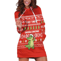 East Timor Christmas Hoodie Dress with Santa Crocodile Gingerbread Palm Trees and Red Holiday - Wonder Print Shop