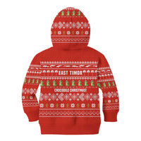 East Timor Christmas Kid Hoodie with Santa Crocodile Gingerbread Palm Trees and Red Holiday - Wonder Print Shop