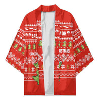 East Timor Christmas Kimono with Santa Crocodile Gingerbread Palm Trees and Red Holiday - Wonder Print Shop