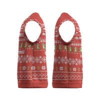East Timor Christmas Knitted V-Neck Vest with Santa Crocodile Gingerbread Palm Trees and Red Holiday - Wonder Print Shop