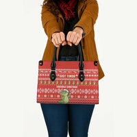 East Timor Christmas Leather Bag with Santa Crocodile Gingerbread Palm Trees and Red Holiday - Wonder Print Shop