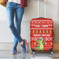 East Timor Christmas Luggage Cover with Santa Crocodile Gingerbread Palm Trees and Red Holiday - Wonder Print Shop