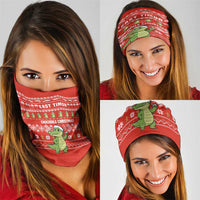 East Timor Christmas Neck Gaiter with Santa Crocodile Gingerbread Palm Trees and Red Holiday - Wonder Print Shop