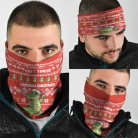 East Timor Christmas Neck Gaiter with Santa Crocodile Gingerbread Palm Trees and Red Holiday - Wonder Print Shop