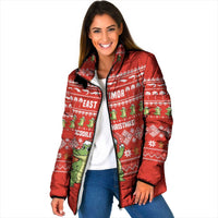 East Timor Christmas Padded Jacket with Santa Crocodile Gingerbread Palm Trees and Red Holiday - Wonder Print Shop