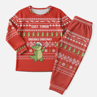 East Timor Christmas Pajama Set with Santa Crocodile Gingerbread Palm Trees and Red Holiday - Wonder Print Shop