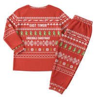 East Timor Christmas Pajama Set with Santa Crocodile Gingerbread Palm Trees and Red Holiday - Wonder Print Shop