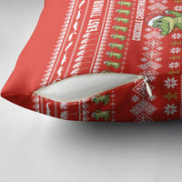 East Timor Christmas Pillow Cover with Santa Crocodile Gingerbread Palm Trees and Red Holiday - Wonder Print Shop