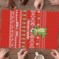 East Timor Christmas Puzzle with Santa Crocodile Gingerbread Palm Trees and Red Holiday - Wonder Print Shop