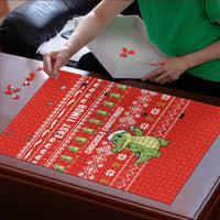 East Timor Christmas Puzzle with Santa Crocodile Gingerbread Palm Trees and Red Holiday - Wonder Print Shop