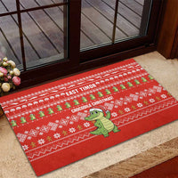 East Timor Christmas Rubber Doormat with Santa Crocodile Gingerbread Palm Trees and Red Holiday - Wonder Print Shop