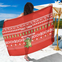 East Timor Christmas Sarong with Santa Crocodile Gingerbread Palm Trees and Red Holiday - Wonder Print Shop