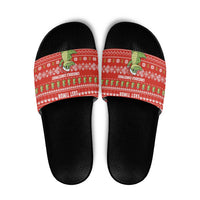 East Timor Christmas Slide Sandals with Santa Crocodile Gingerbread Palm Trees and Red Holiday - Wonder Print Shop