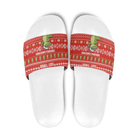 East Timor Christmas Slide Sandals with Santa Crocodile Gingerbread Palm Trees and Red Holiday - Wonder Print Shop