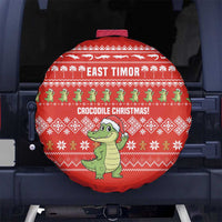 East Timor Christmas Spare Tire Cover with Santa Crocodile Gingerbread Palm Trees and Red Holiday - Wonder Print Shop