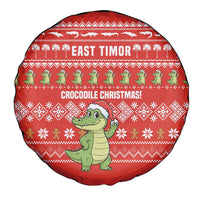 East Timor Christmas Spare Tire Cover with Santa Crocodile Gingerbread Palm Trees and Red Holiday - Wonder Print Shop