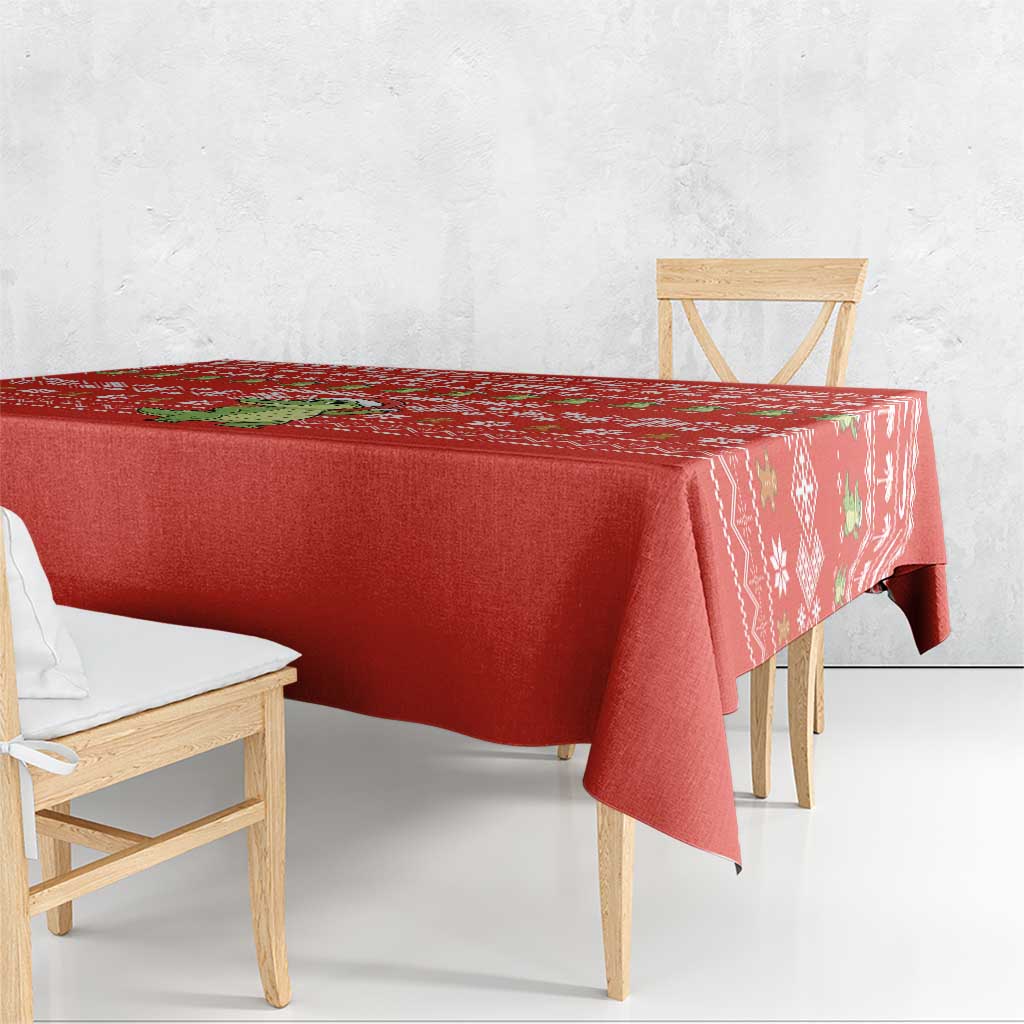 East Timor Christmas Tablecloth with Santa Crocodile Gingerbread Palm Trees and Red Holiday - Wonder Print Shop