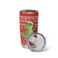East Timor Christmas Tumbler Cup with Santa Crocodile Gingerbread Palm Trees and Red Holiday - Wonder Print Shop