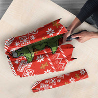 East Timor Christmas Umbrella with Santa Crocodile Gingerbread Palm Trees and Red Holiday - Wonder Print Shop