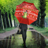 East Timor Christmas Umbrella with Santa Crocodile Gingerbread Palm Trees and Red Holiday - Wonder Print Shop