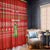 East Timor Christmas Window Curtain with Santa Crocodile Gingerbread Palm Trees and Red Holiday - Wonder Print Shop