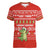East Timor Christmas Women V-Neck T-Shirt with Santa Crocodile Gingerbread Palm Trees and Red Holiday - Wonder Print Shop