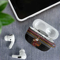 East Timor Christmas AirPods Case with Santa in Traditional Robe Gift Basket Ho Ho Ho Text and Black Festive - Wonder Print Shop