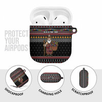 East Timor Christmas AirPods Case with Santa in Traditional Robe Gift Basket Ho Ho Ho Text and Black Festive - Wonder Print Shop