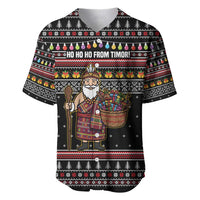 East Timor Christmas Baseball Jersey with Santa in Traditional Robe Gift Basket Ho Ho Ho Text and Black Festive - Wonder Print Shop