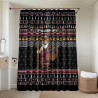 East Timor Christmas Bathroom Set with Santa in Traditional Robe Gift Basket Ho Ho Ho Text and Black Festive - Wonder Print Shop