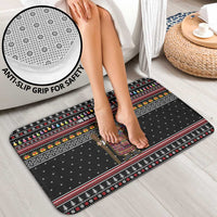 East Timor Christmas Bathroom Set with Santa in Traditional Robe Gift Basket Ho Ho Ho Text and Black Festive - Wonder Print Shop