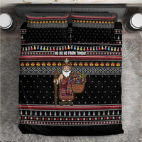 East Timor Christmas Bedding Set with Santa in Traditional Robe Gift Basket Ho Ho Ho Text and Black Festive - Wonder Print Shop