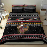 East Timor Christmas Bedding Set with Santa in Traditional Robe Gift Basket Ho Ho Ho Text and Black Festive - Wonder Print Shop