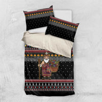 East Timor Christmas Bedding Set with Santa in Traditional Robe Gift Basket Ho Ho Ho Text and Black Festive - Wonder Print Shop