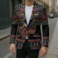 East Timor Christmas Blazer with Santa in Traditional Robe Gift Basket Ho Ho Ho Text and Black Festive - Wonder Print Shop