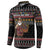 East Timor Christmas Button Sweatshirt with Santa in Traditional Robe Gift Basket Ho Ho Ho Text and Black Festive - Wonder Print Shop