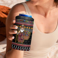 East Timor Christmas 4 in 1 Can Cooler Tumbler with Santa in Traditional Robe Gift Basket Ho Ho Ho Text and Black Festive - Wonder Print Shop