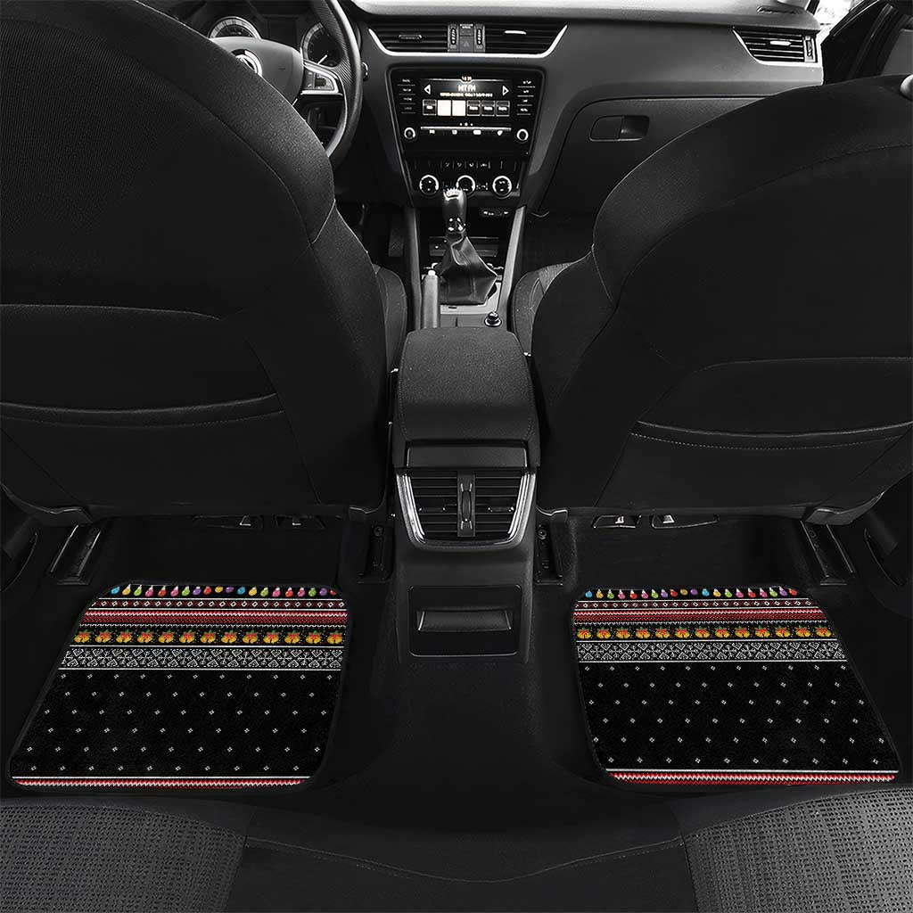 East Timor Christmas Car Mats with Santa in Traditional Robe Gift Basket Ho Ho Ho Text and Black Festive - Wonder Print Shop